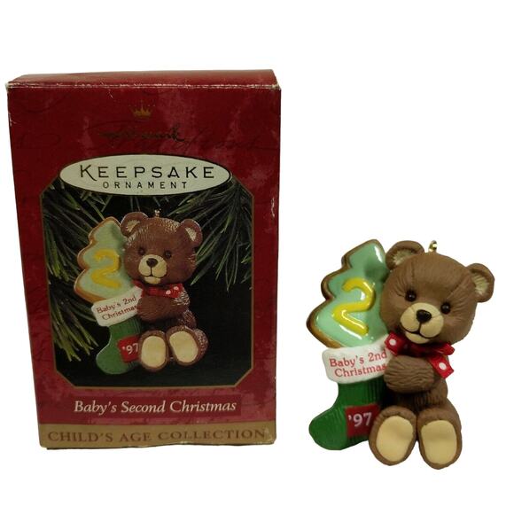1997 Hallmark Bear #2 Baby's Second Christmas Ornament New in Box NIB - QX6502 - Picture 1 of 8